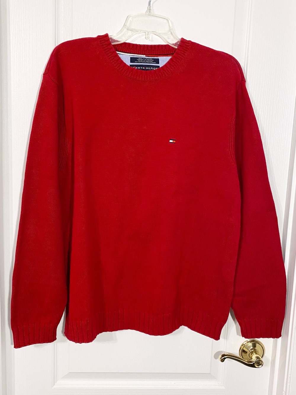 Tommy Hilfiger Crewneck Cotton Knit Sweater Red Men’s Large